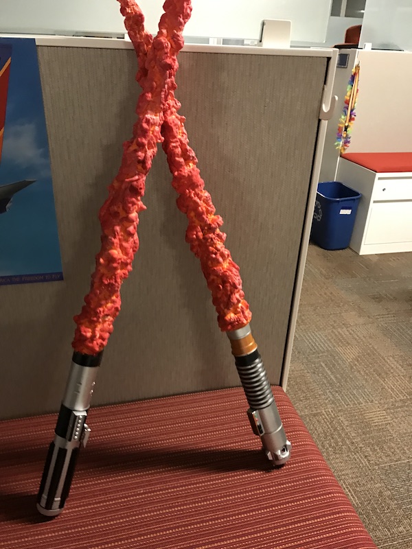 Red Hot Cheetos lightsaber prop