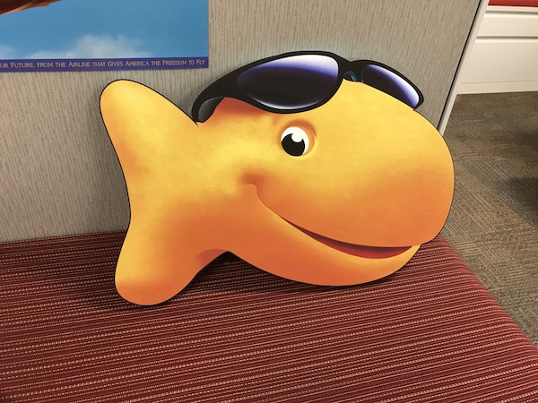 Printed oversized Goldfish character prop