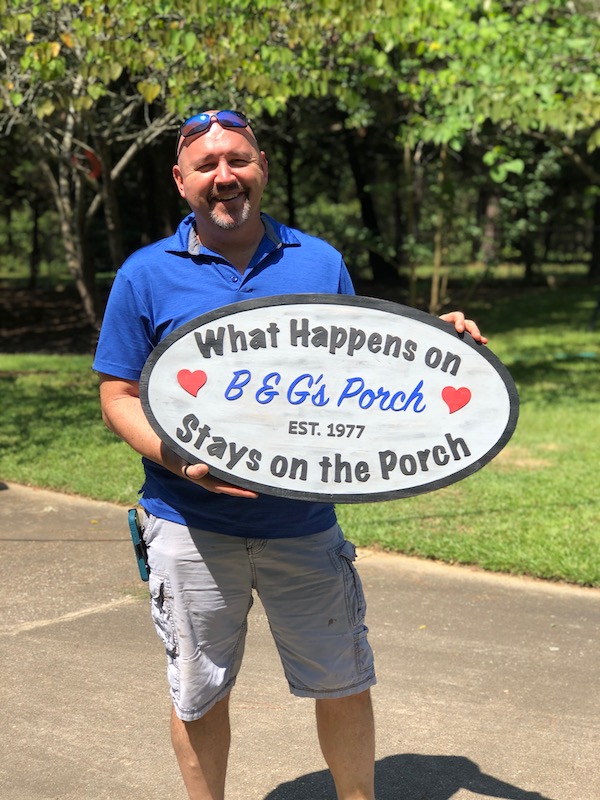 Hand painted CNC-cut sign